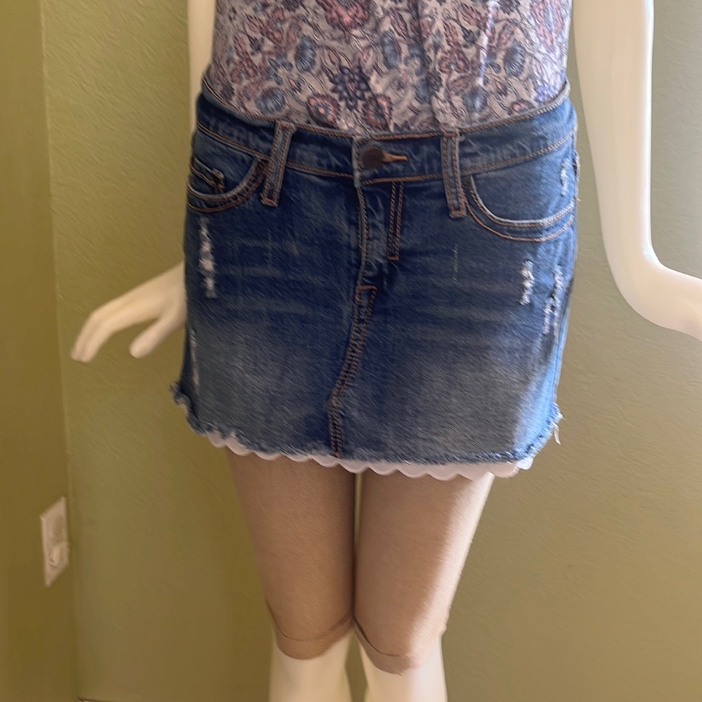 Forever 21 eyelet/jean mini skirt